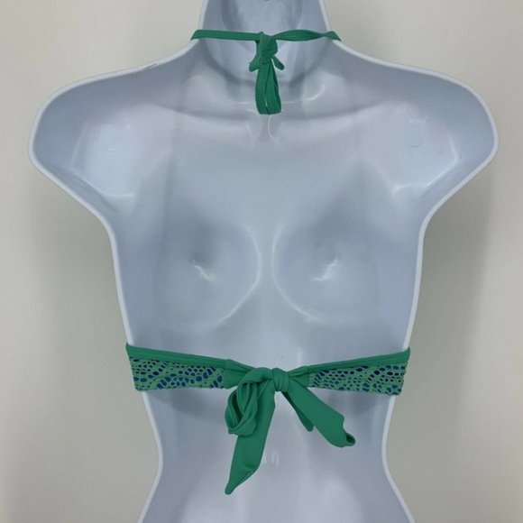 Aerie 34A Turquoise Blue Green Padded Push-Up  Halter Bikini Swimsuit Top - Picture 4 of 7